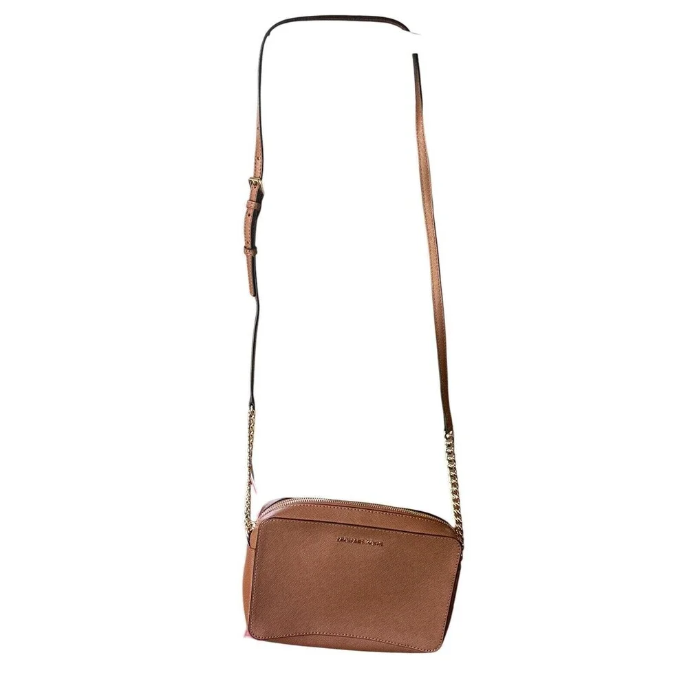 Michael Kors Jet Set Item Large Zip Chain Crossbody Bag‎ Leather Luggage NWOT